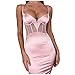 Produktbild Fenverk Damen äRmellos Kleider Camisole Minikleider Einfarbig A Linie Sommerkleid Elegant Vintage Traeger Mit Flatterndem Rock Blumenmuster Bedruckt Kurzarm T-Shirt Strandkleider (C Rosa,M)