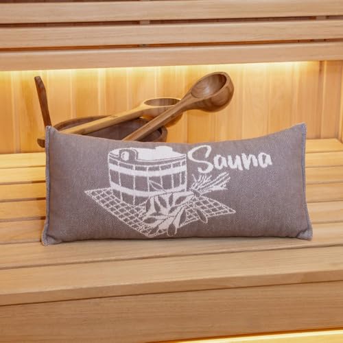 Ger3as Saunakissen Reisekissen Baumwolle 100% Saunakissen 50 x 22 cm Sauna Kopfkissen (Hellgrau/Weiß)