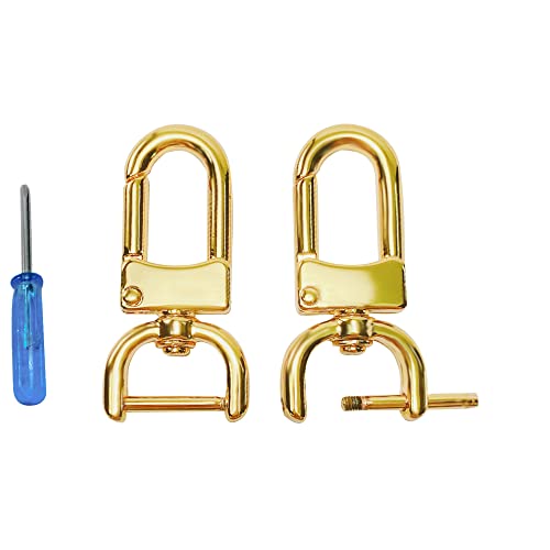 willikiva Replacement D-Rings Swivel Snap Hooks Push Gate Clip Lobster Claw Clasp DIY Leather Craft Purse (Bright Gold,5/8inch)