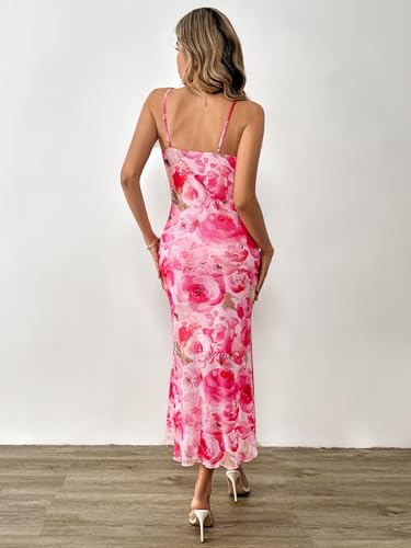 Image of GORGLITTER Women's Floral Wedding Guest Bridal Shower Cocktail Midi Dress | Wedding Dresses for Bride, Bridesmaid Dresses, Orange Dress Women, Vacation Dresses for Woman