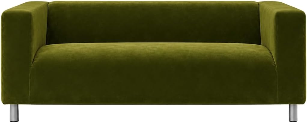 Velvet Replacement Slipcover for IKEA Klippan 2-Seater Loveseat, Klippan Cover Only, Sofa Not Included, Green