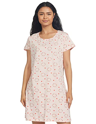 Image of Longies Women's Knee Length Knit Cotton Nighty Regular Nightgown (LGLKNWWV001 L.Pink009 XL)