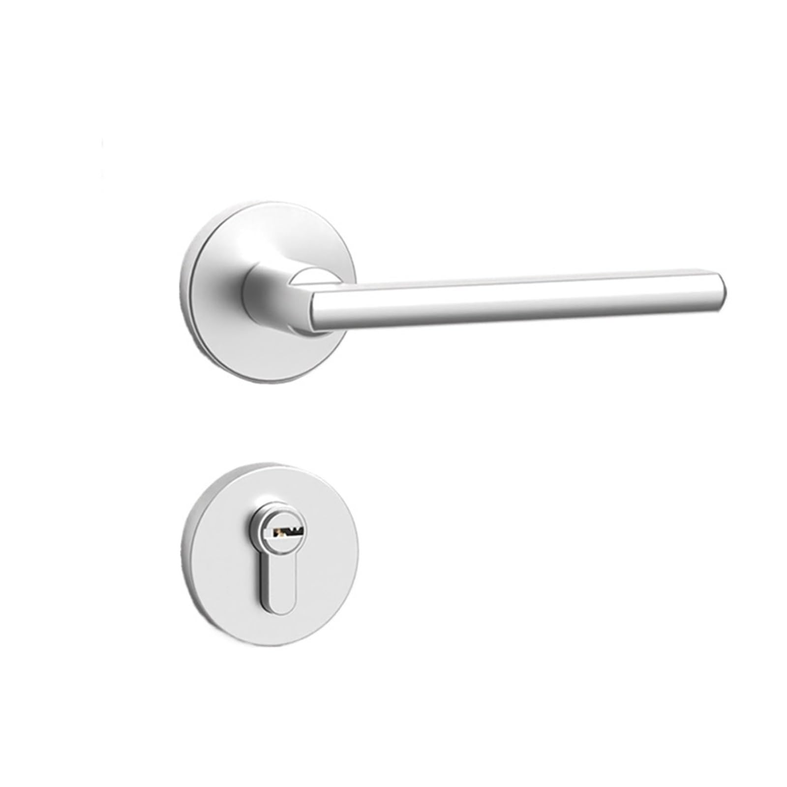 Serrure de porte intérieure blanche en aluminium avec clé pour chambre moderne