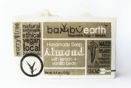 BambuEarth 4.5oz Handmade Soap Bars in Plantable Packaging - ALMOND LEMON