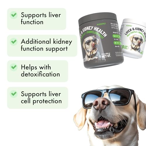 Liver & Kidney Support for Dogs Detox Natural Supplement with Milk Thistle Dandelion Root Turmeric Curcumin Hepatic Support Treats for Canine Liver Function, Immunity & Digestion 120 Soft Chews