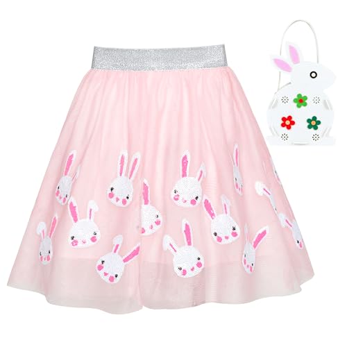 Image of Sunny Fashion Girls Skirt Egg Hunting Bag Pink Easter Hunter Rabbit Bunny Spring