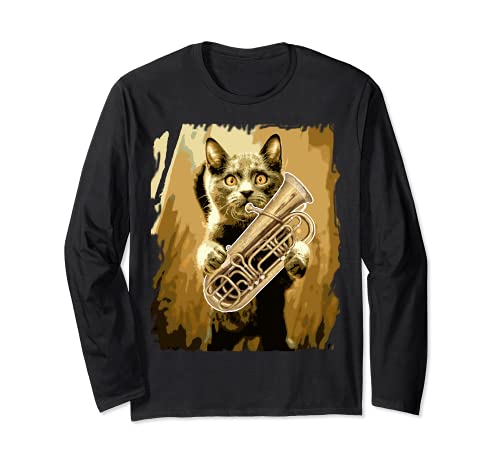 Tuba Player - Chat amusant jouant au tuba Manche Longue Cover