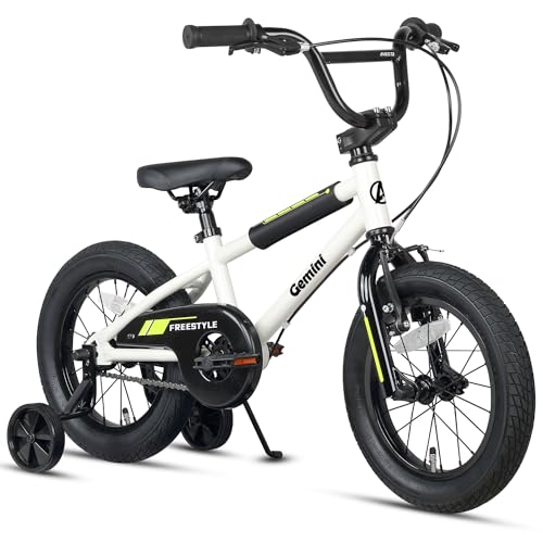 AVASTA(アバスタ)Gemini子供用BMX自転車14・16・18インチ（幅：2.4インチ）かっこいい街乗りキッズバイク 3歳～10歳 幼児小児小学生低学年 男の子女の子 こども乗り練習 キックスタンド 取り外し可能補助輪 高さ調節可能柔らかいサドル 前後輪ブレーキ付き 多色展開