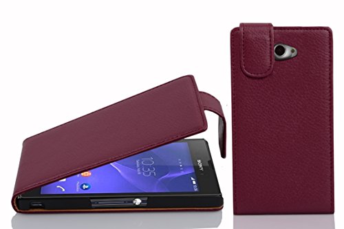 Cadorabo Funda para Sony Xperia M2 / M2 Aqua in Burdeos Violeta   Cubierta Proteccíon Estilo Flip de Cuero Sintético Estructuro   Etui Case Cover Carcasa