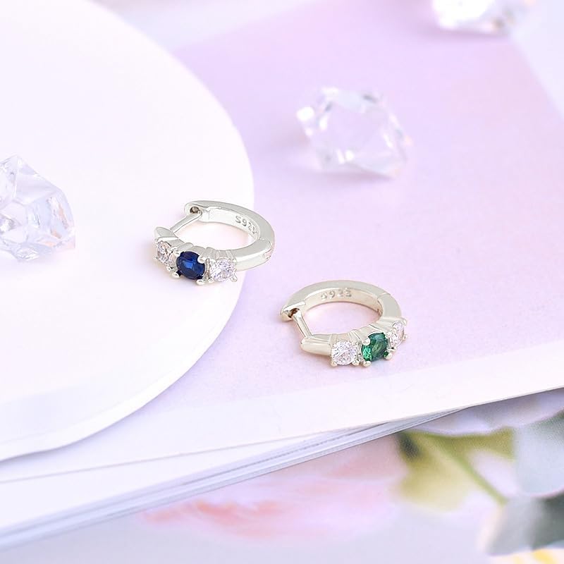 CZ Cuff Huggie Hoop Earrings for Women Silver Post Cubic Zirconia Minimalist Hinged Hoop Jewelry - Image 4