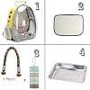 Bird Traval Carrier Cage, Clear Space Capsule Astronaut Backpack to Carry Parakeet Cockatiel Parrot with Metal Tray Wood Perch Bird Feeder, Vet Transport School Bag