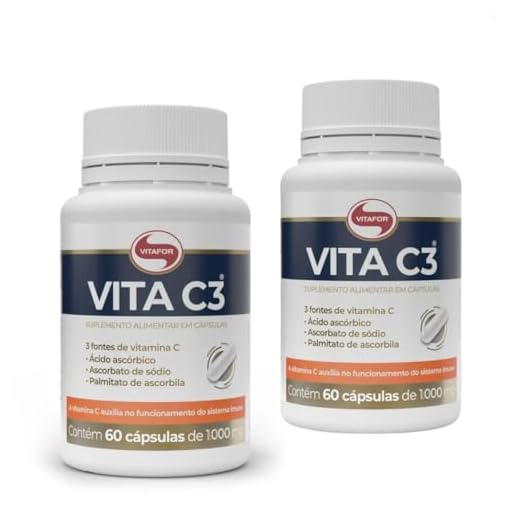 Kit 2X: Vita C3 Vitamina C 1000mg Vitafor 60 Cápsulas