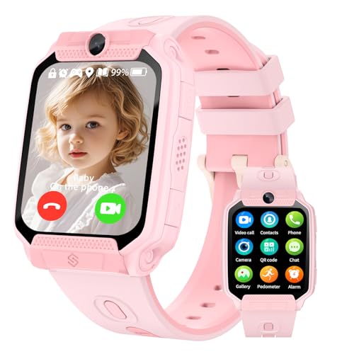 clleylise Reloj Inteligente Niño/Niña - Smartwatch para Niños con GPS Llamada Vídeo Bidireccional SOS, Modo Clase, Podómetro Calculadora, Smartwatch Niña Niño con Juegos Educativos Descargables