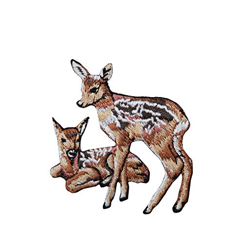 Two Deer Fawns Iron on Embroidered Applique Patch