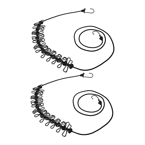 Levemolo 2Pcs Outdoor Travel Windproof Clips for Clotheslines Positioning Buckles for Air Drying Ropes for Camping Hiking and Indoor Use Black