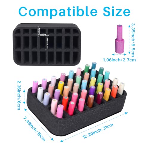 Image of Nail Polish Organizer Holder Foam Pad DIY with 24 Slots for Storage Nail Polish or Essential Oil Tray for Drawers Black