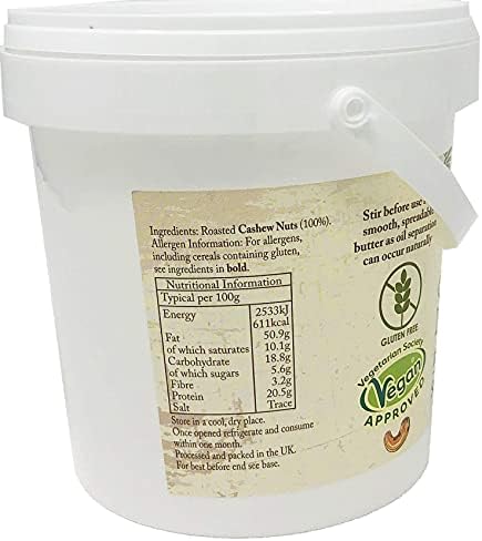 Zeina Cashew Butter 1Kg - Roasted Smooth Cashew Nut Butter with Source of Protein, Vegan Approved and Gluten-Free for Healthy Snacks, Home Cooking and Baking