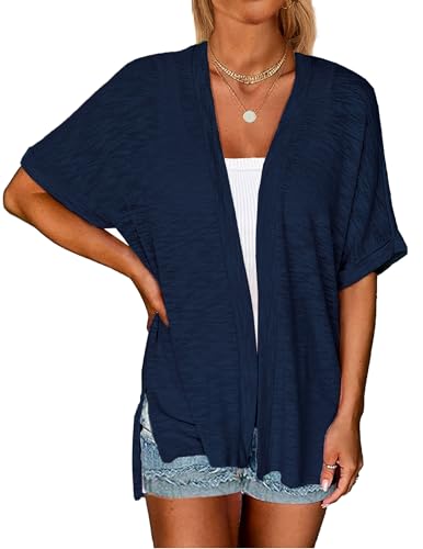 Image of Yekaty Lightweight Cardigans for Women Casual Summer Short Sleeve Cardigan Open Front Beach Coverups 2026