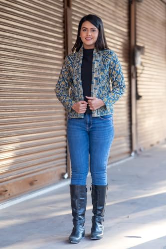 Image of Reversible Jacket for Women | Double Sided Quilted Jacket | Reversible Winter Jacket for Women | Stylish Ethnic Printed Jacket | Warm & Comfortable Casual Outerwear