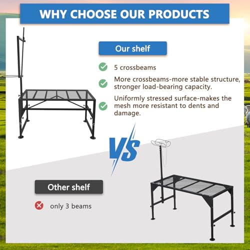 Lezbanz 600 LBs Goat Stand with Feed Bin, Goat Milking Stand for Sheep Trimming and Milking, Hoof Trimming Stand Adjustable Size, with Feeder, Iron Black