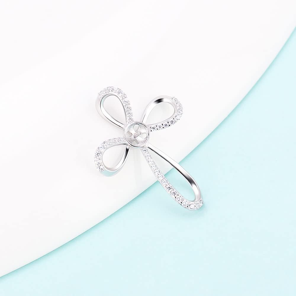 CZ Cross Bail Pendants for Pearl Jewelry Making Sterling Silver, Design Pendant Fitting for Fashion Jewelry