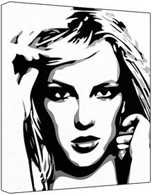 Britney Spears (100% Original Painting. Not A Print ) Acrylic Paint On Deep Framed Canvas (60 x 50 x 1.8 cm) 3-Colour Black/Grey/White-image-8