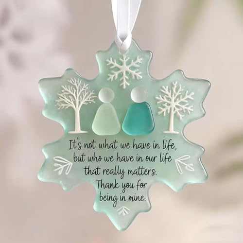 Sea Glass Decor,Snowflake Shaped Seaglass Friendship Decor,Friendship Snowflake Ornaments,Handcrafted Sea Glass Ornament Gifts(1)