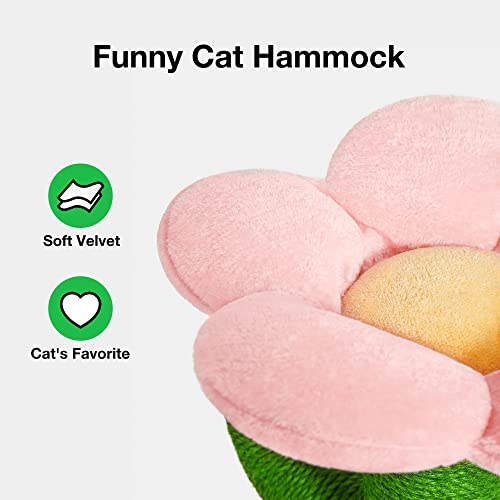 Vetreska Blooming Cactus Cat Tree Cat Scratching Post - 41.3 Inches Cat Tower With Large Soft Hammock, Vertical Cactus Cat Scratcher Fully Wrapped With Sisal Rope #TOP3