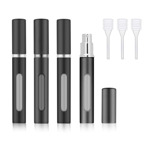 YOCASII 4PCS Perfume Refillable Mini Spray Bottle, Refillable Cologne Travel Bottles with Tools, Empty Travel Cologne Sprayer, Pocket Perfume Atomizer