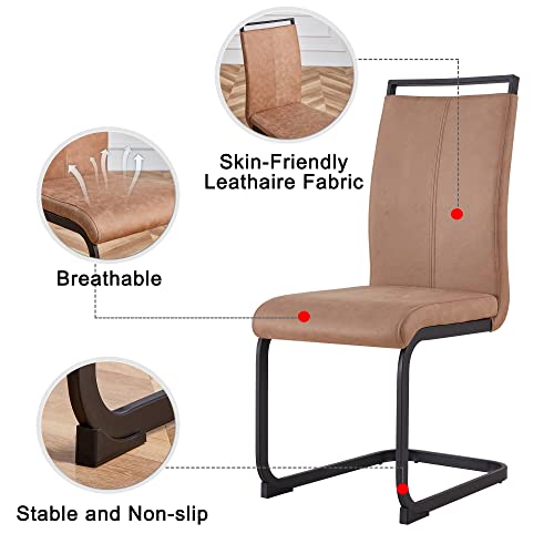Image of Baysitone Modern Dining Chairs Set of 2, Side & Kitchen Chairs with Faux Leather Padded Seat, High Back, for Dining, Kitchen, Living Room - Brown
