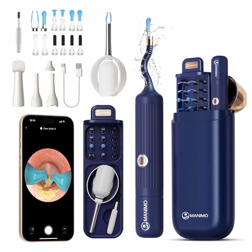 Image of Manimo Ear Cleaner Tool Kit with 1080p HD Wireless Camera & WiFi - Reusable Ear Wax Removal Tweezers, Portable Ear Cleaning Kit for Adults & Kids, Safe for Sensitive Skin - 12 Month Warranty