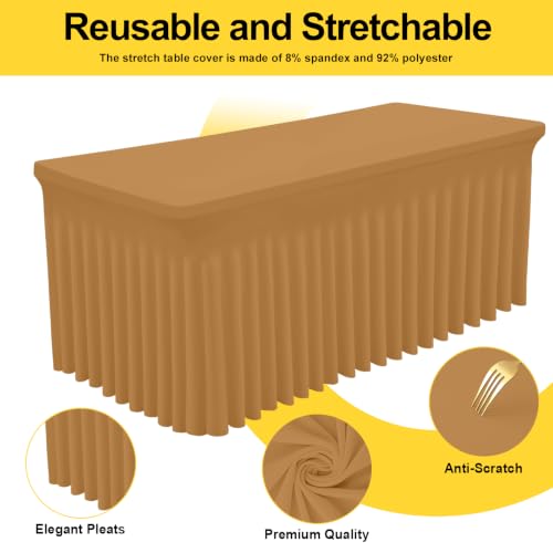 Image of Smiry Spandex Elastic Fitted Table Cloth Skirt for 6FT Rectangle Table