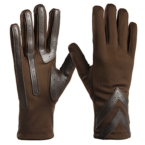 Isotoner Spandex Touchscreen Cold Weather Gloves with Warm Fleece Lining and Chevron Details Gants Femme