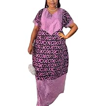 HD African Print Bubu Dress for Woman Rhinestone Pattern Rich Aunty Casual Maxi Gown