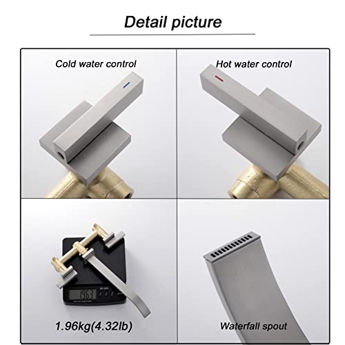 Beiyi Wall Mount Tub Filler Faucet Brushed Nickel Two Handles High Flow Bathtub Faucets Brass Extra Long Bath Tub Faucet #TOP7