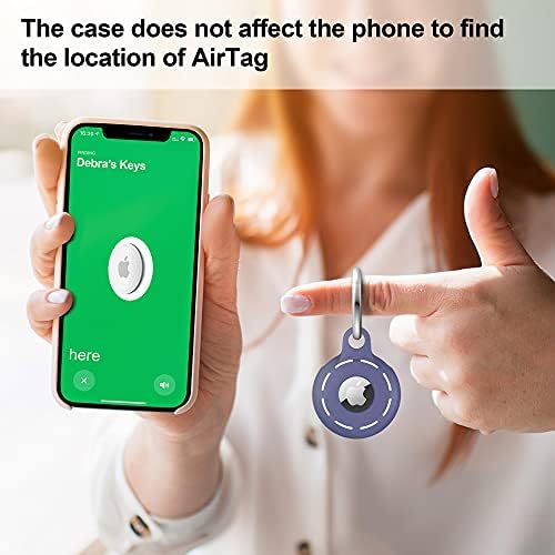 Migeec Sound Hole Silicone Protective Cover for Apple AirTag, With a Beautiful Lanyard and Metal Buckles(Black+Blue)