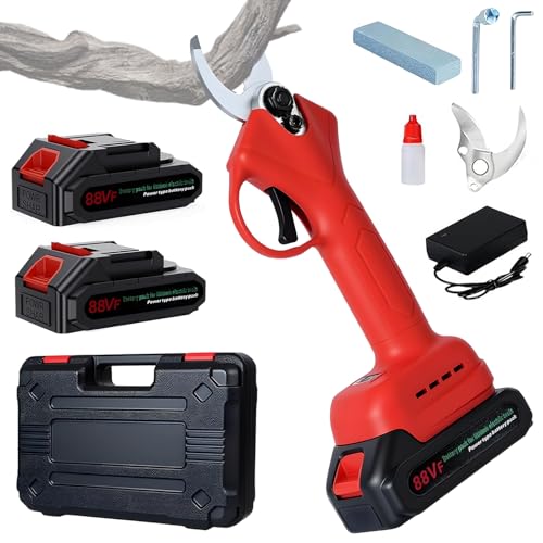 WUDLEP Electric Pruning Shears, Cordless Garden Shears, Branch Pruners, Cutting Diameter 1.2 Inch, Comes with 2 2000mAh Batteries, Charger and Replacement Blade Set for Gardening Tree Pruning