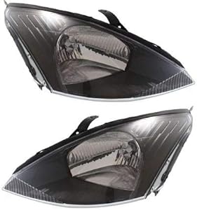 Garage-Pro Headlight Assembly Compatible with 2003-2004 Ford Focus Halogen, Gray Interior, Set of 2, Driver and Passenger Side