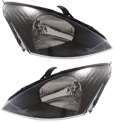 Garage-Pro Headlight Assembly Compatible with 2003-2004 Ford Focus Halogen, Gray Interior, Set of 2, Driver and Passenger Side