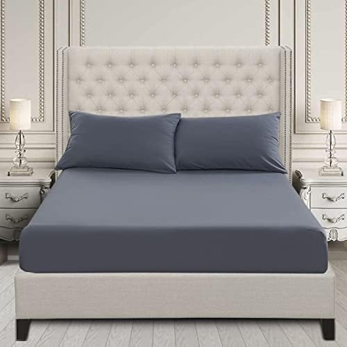 Ray Bedding Extra Deep King Size Fitted Sheet 3PC Bedding Set with Pillow Cases 2 Pack 400 Thread Count 100% Egyptian Cotton 40cm Deep Pockets Soft & Breathable King Bed Sheet Set