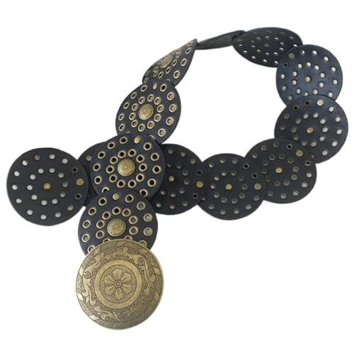 Ceinture large femme punk boho noire en cuir de style occidental vintage 40 pouces