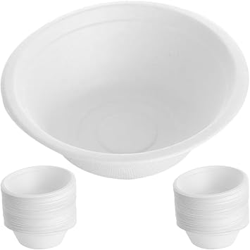 100pcs Disposable Paper Soup Bowls 500ml Pulp Biodegradable Ramen Noodles Salad Containers for Camping Takeaway and Home Use