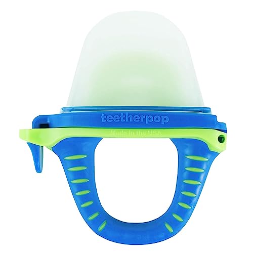 Image of teetherpop – Fillable, Freezable Teething Toys for Babies, Fill Teether with Breast Milk, Water & More, 6-24 Months (BlueLime)