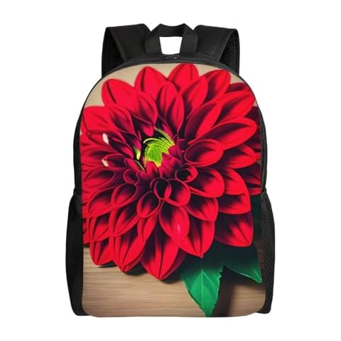 Bkdogkt Wooden Board Red Dahlia Backpack Cover