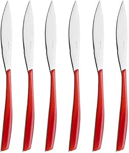 BUGATTI GL3U-021F06/6 Glamour Ménagère De 6 Pièces Couteau Dessert SAN/Acier Rouge 16 X 26 X 3 Cm
