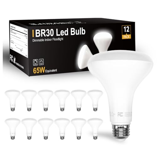 Image of DAYBETTER 12Pack BR30 LED Light Bulbs Indoor Flood Light 65W Equivalent, Daylight White 5000K, Dimmable Recessed Light Bulb for Bedroom Kitchen Living Areas, 800 Lumens E26 Base