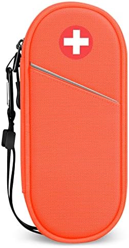 SITHON EpiPen Medical Carrying Case Insulated, Travel Medication Organizer Bag Emergency Medical Pouch Holds 2 EpiPens, Asthma Inhaler, Anti-Histamine, Auvi-Q, Allergy Medicine Essentials, (Red)