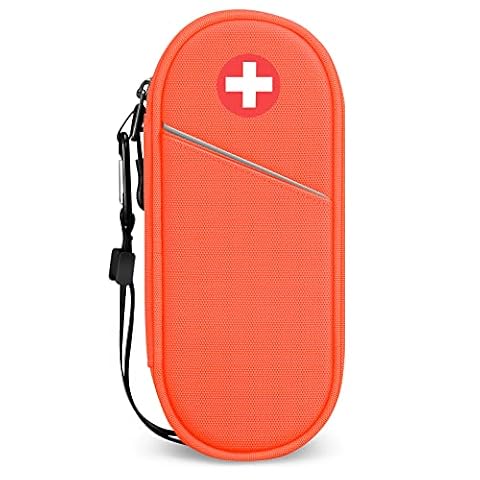 SITHON EpiPen Medyczny futerał do przenoszenia, przenośna torba ratunkowa Izolowany organizer na apteczkę na 2 EpiPens, inhalator astmy, niezbędnik medycyny alergicznej, (Pomarańczowy)
