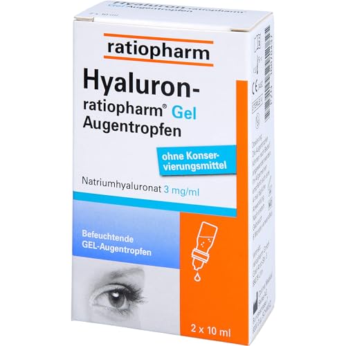 Hyaluron-Augentropfen Ratiopharm Gel 2X10 ml zur Linderung trockener Augen