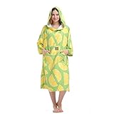 Hiturbo Womens Beach Surfing Swimming Robe, Light Weight Wetsuit Changing Towel Poncho with Hood